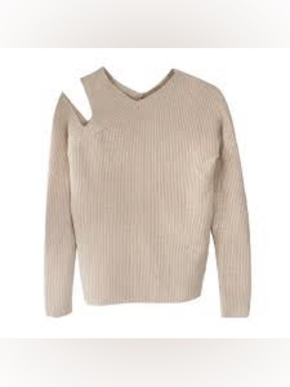 Nomia Cream Cut Out Shoulder Long Sleeve Sweater Size: Medium